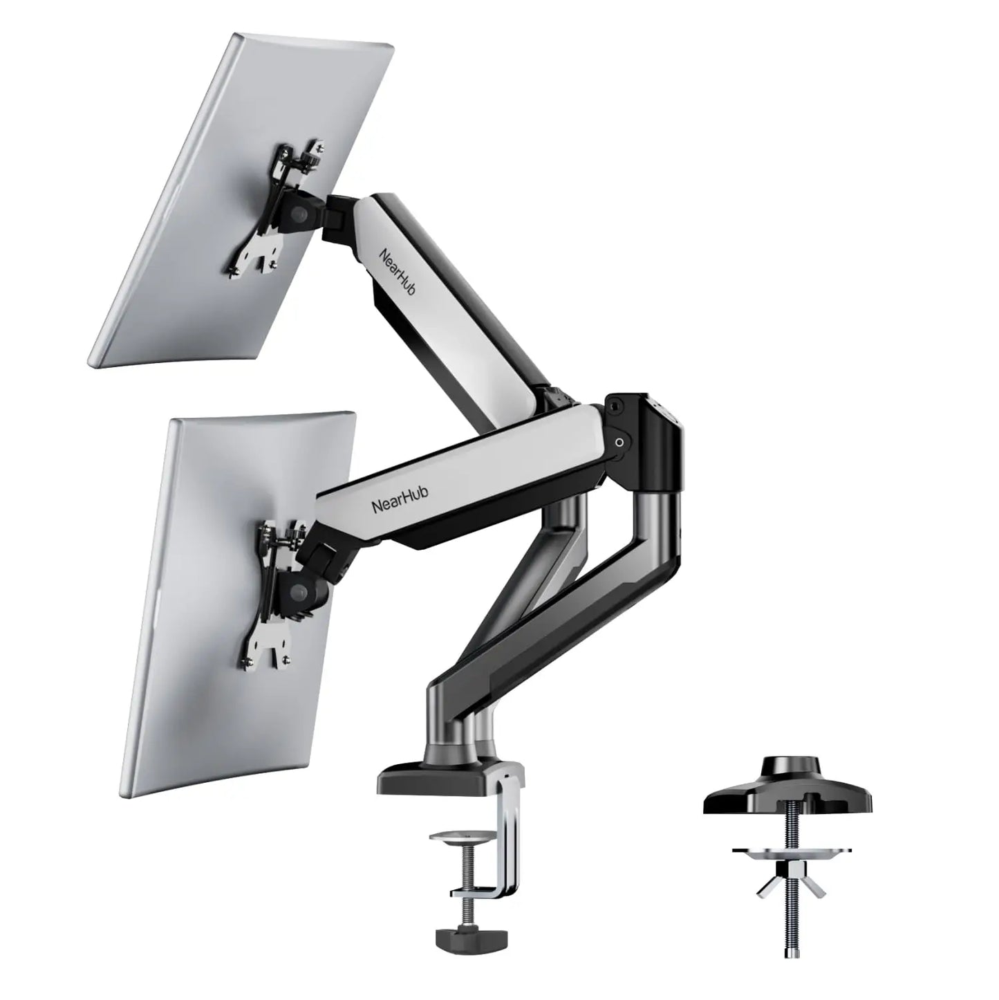 NearHub Dual Monitor Arm with C Clamp Grommet Mount MS-002