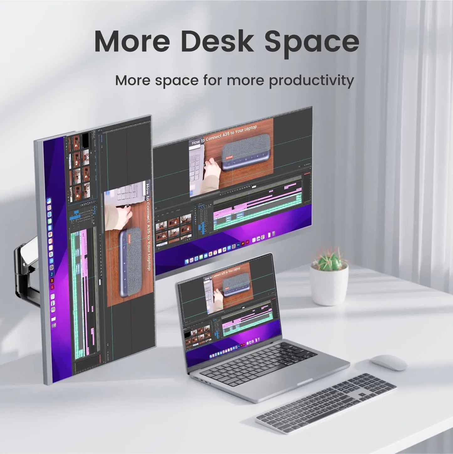 NearHub Dual Monitor Arm with C Clamp Grommet Mount MS-002